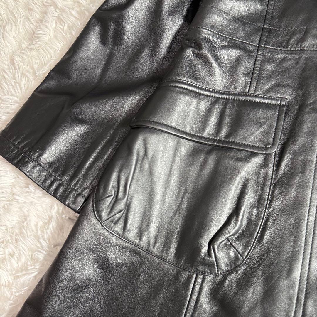 未使用 タグ付き BALMAIN レザーコート ラムレザー ロング Aライン