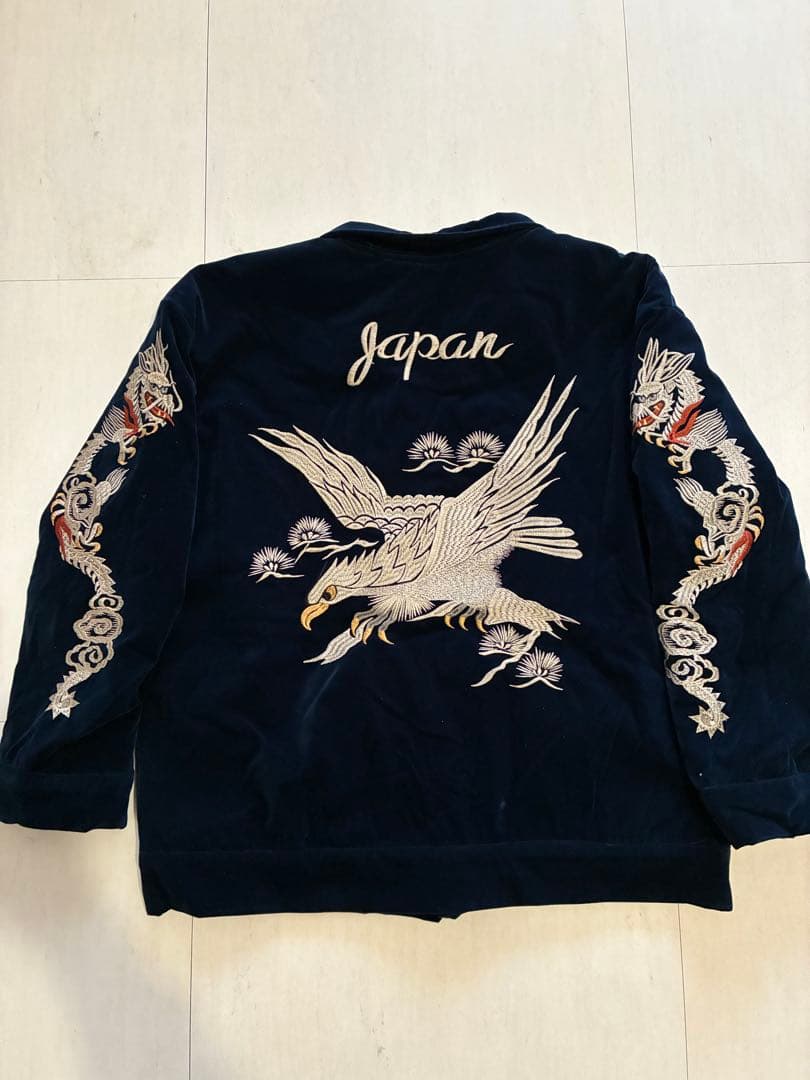 50sレプリカ/スーベニアジャケット/スカジャン/別珍 ベルベット/龍/鷲/襟付
