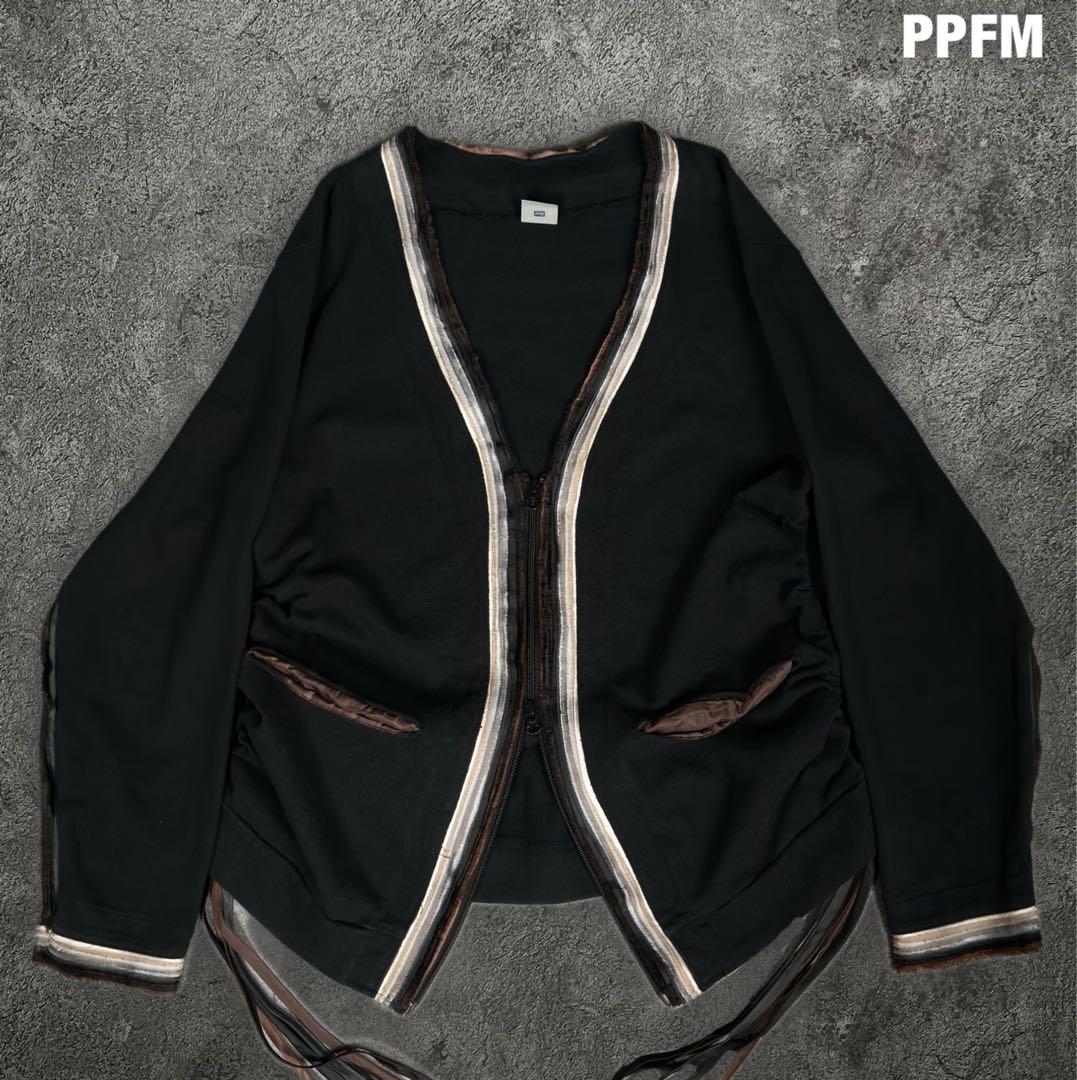 PPFM 00s y2k フリンジ スウェット カーディガン ピーピーエフエム