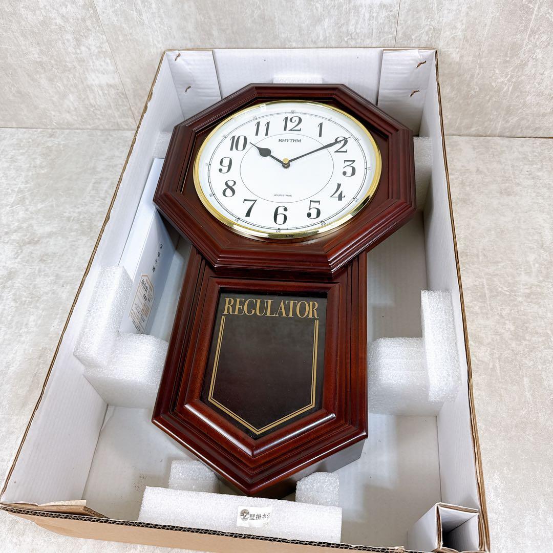 【美品】RHYTHM リズム クオーツ柱時計 飾り振子付 4MJA03RH06