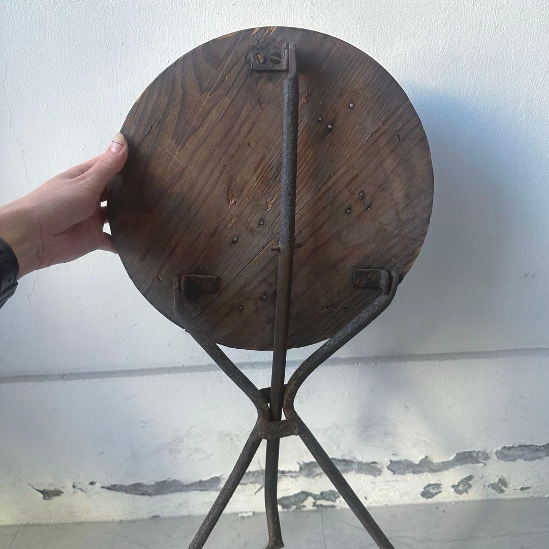 古道具/鉄脚の折りたたみスツール珍しい逸品
