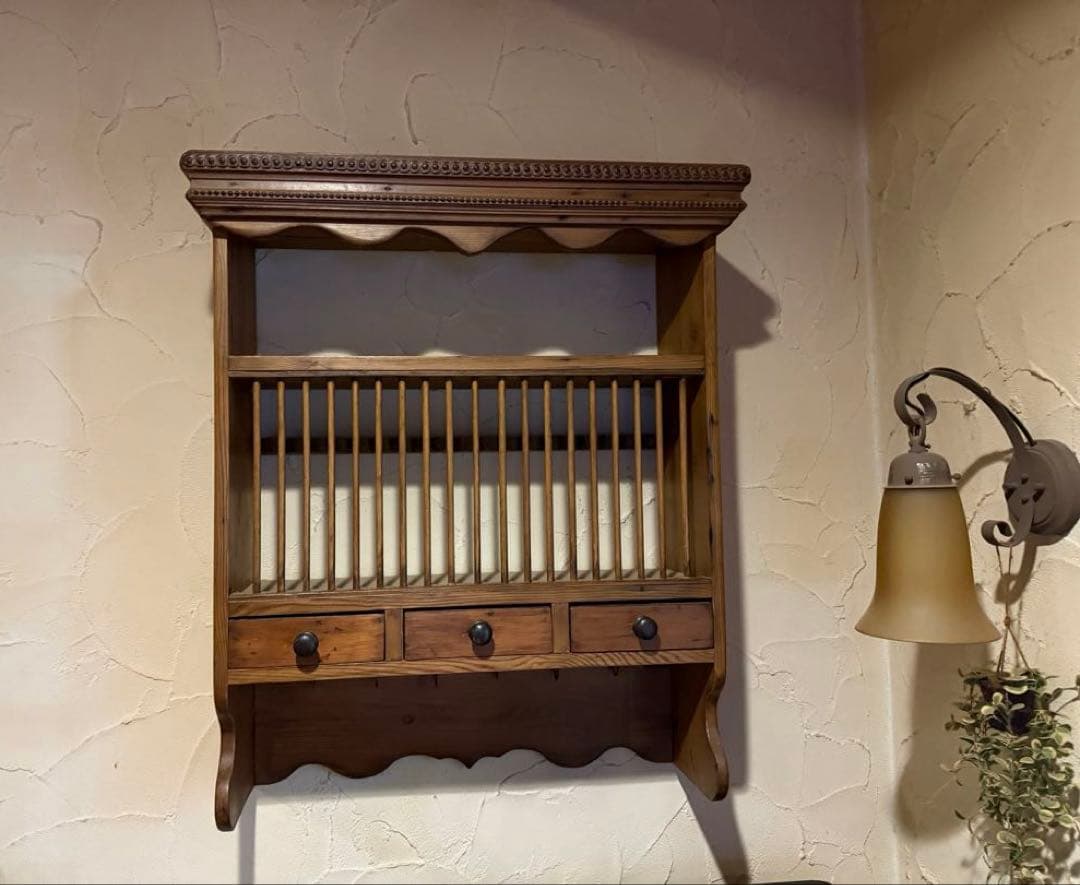 イギリスアンティークオールドパイン　プレートラック