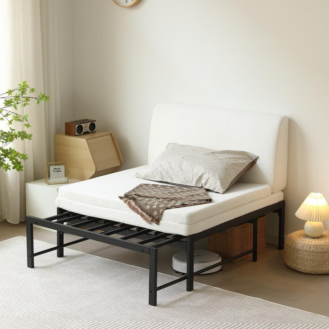 【ブラック】伸長式ベッド シングル パイプベッド 伸縮 下収納 パイプベッド