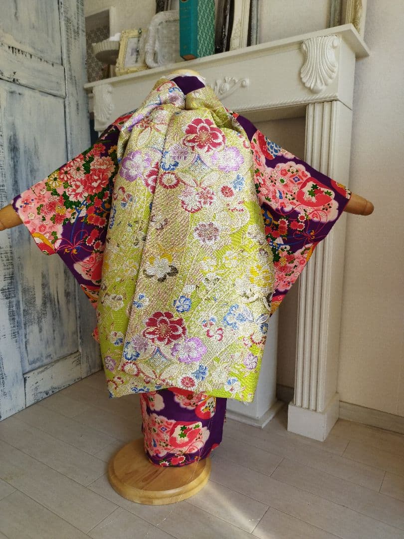 専用です☆黄緑にキラキラ花模様が可愛らしい☆うさみみのだらりの帯