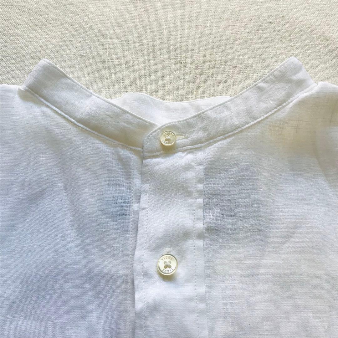 【試着のみ】リネンフレンチシャツ ホワイト 日本製 かぐれ