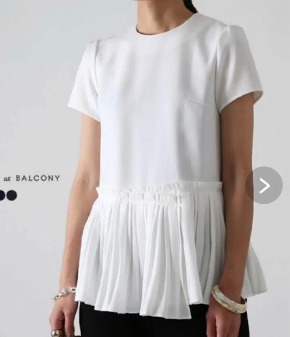 専用　BORDERS at BALCONY ツイルプリーツヘムブラウス　白　36