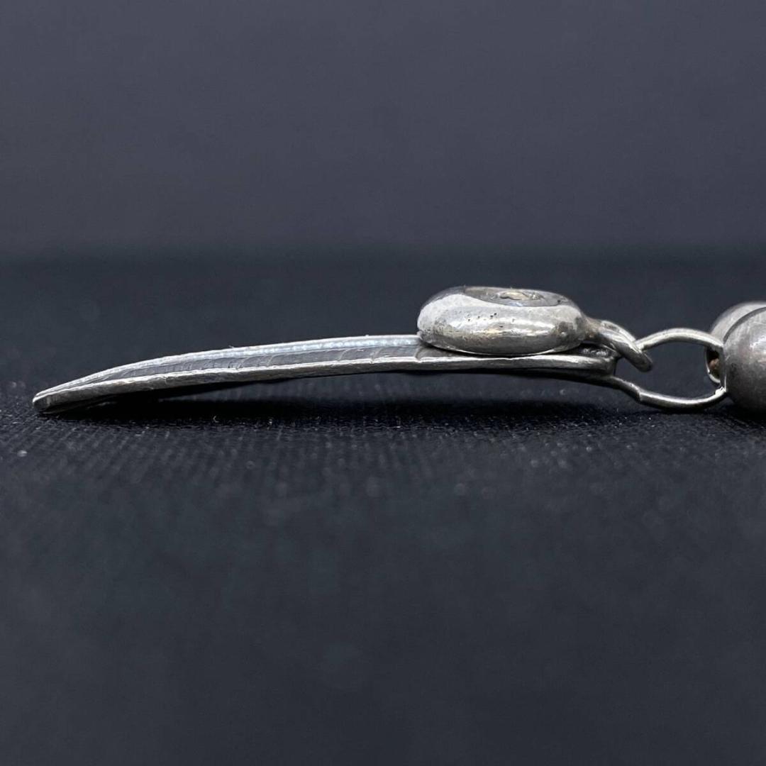 あるじゃん K18 シルバー フェザーペンダント ターコイズ ビーズ ネックレス