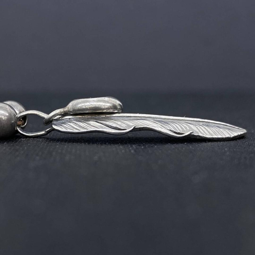 あるじゃん K18 シルバー フェザーペンダント ターコイズ ビーズ ネックレス