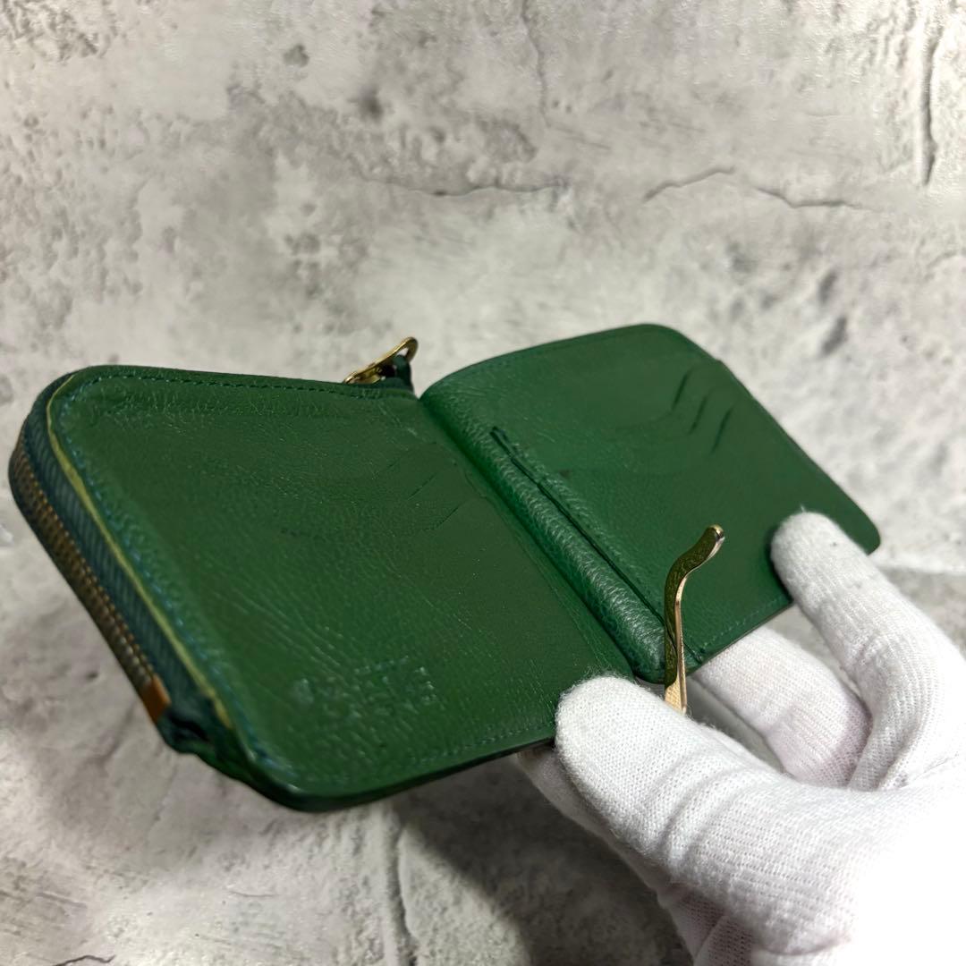 【マネークリップ！】イルビゾンテ ジップケース付 レザー 緑 カード収納