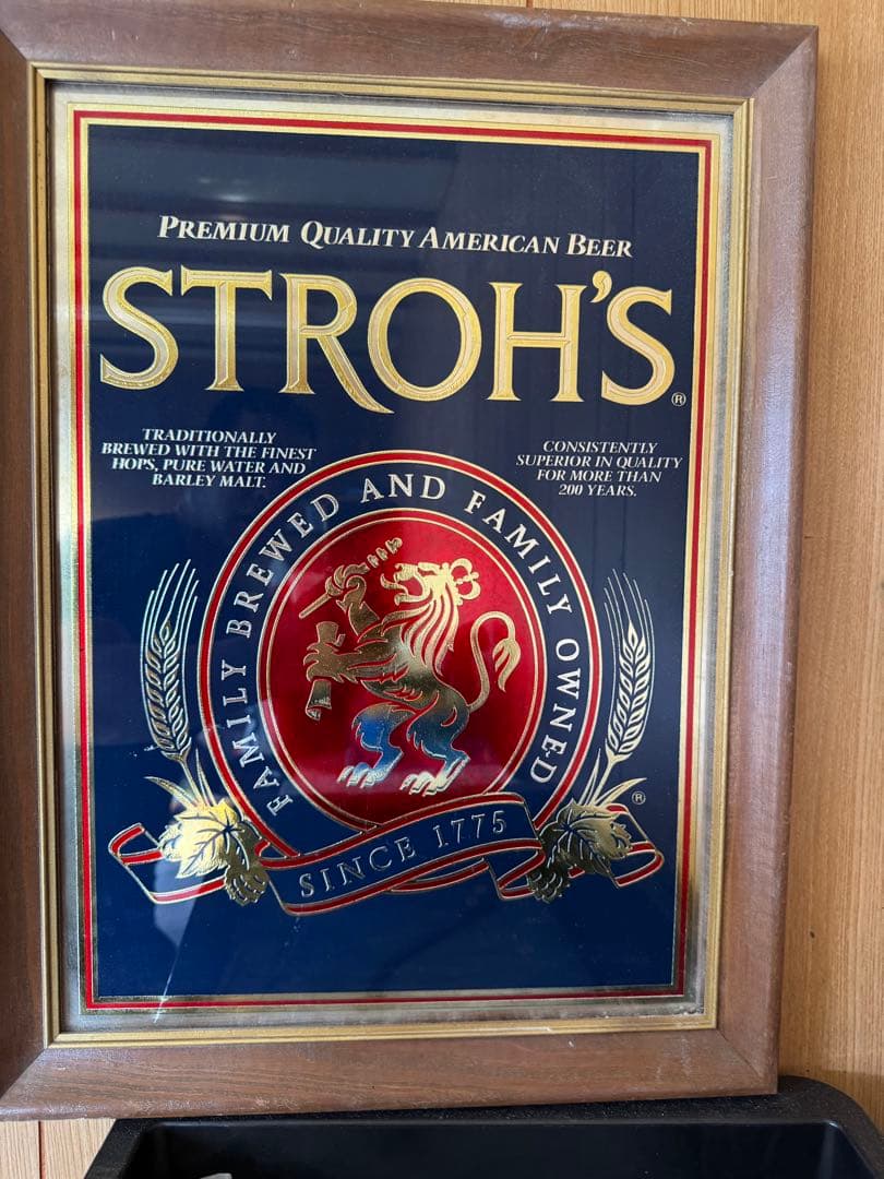 STROH'S プレミアムビール看板 約40cm x 30cm