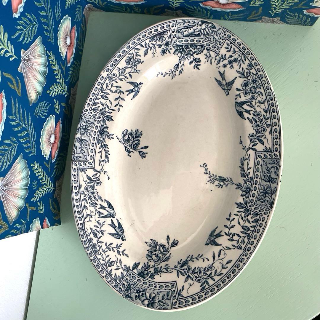 フランスアンティーク プレート ツバメ 皿 CERESフランス リュネヴィル製