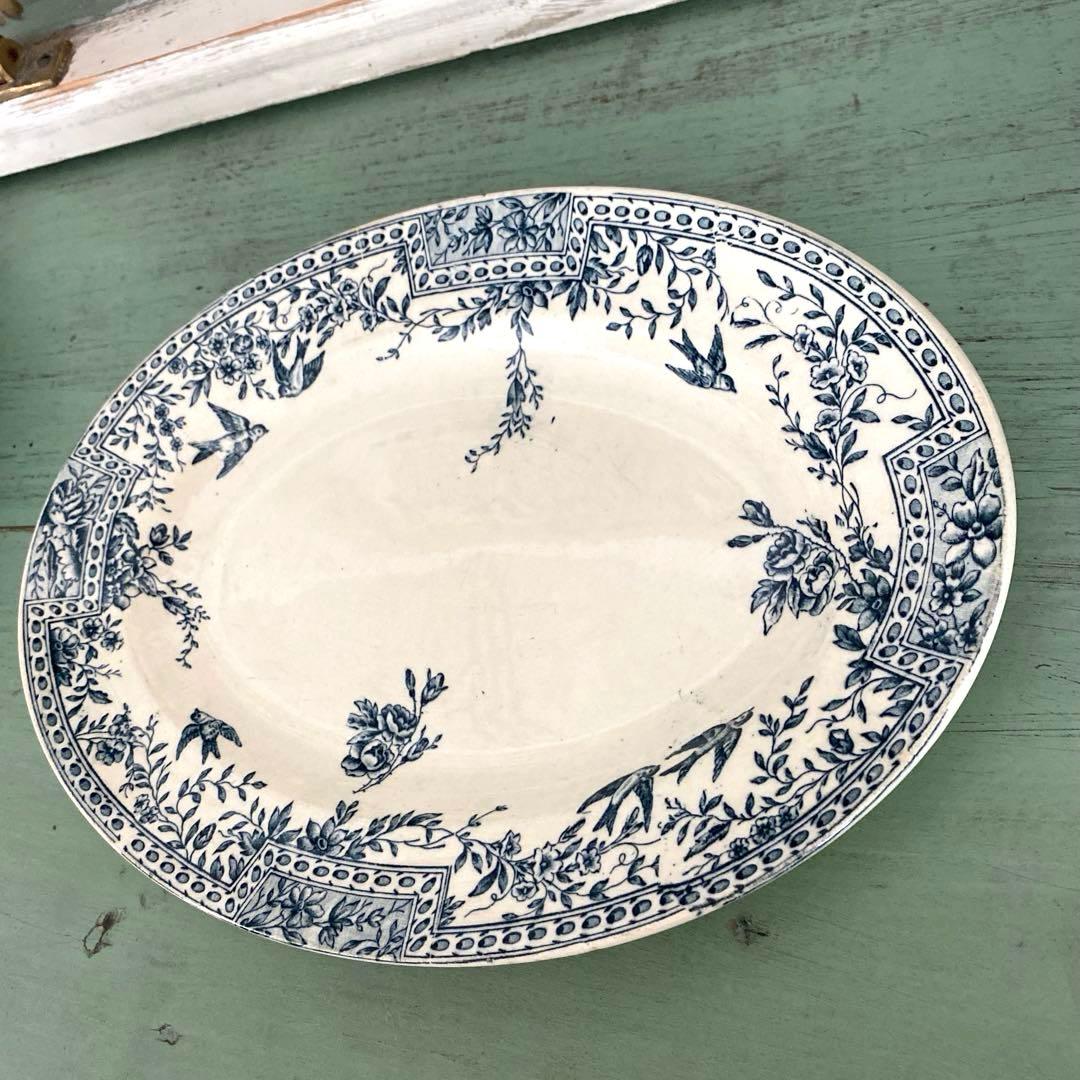 フランスアンティーク プレート ツバメ 皿 CERESフランス リュネヴィル製