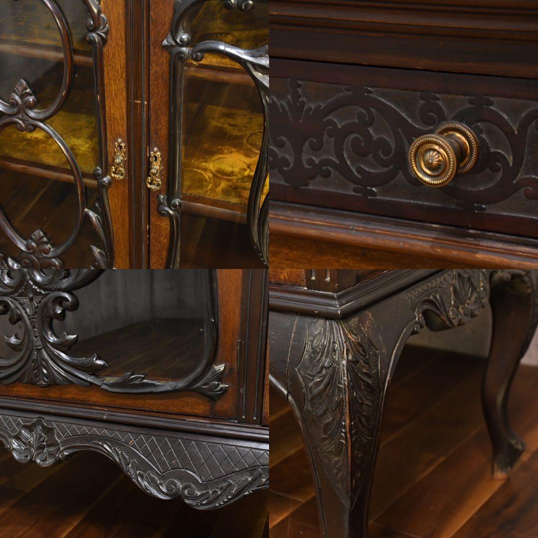 DIK142 英国アンティーク ヴィクトリアンキャビネット マホガニー材 猫脚