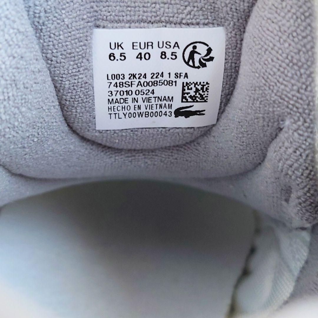 未使用 ラコステ L003 2K24 メタリックレザー メッシュ スニーカー