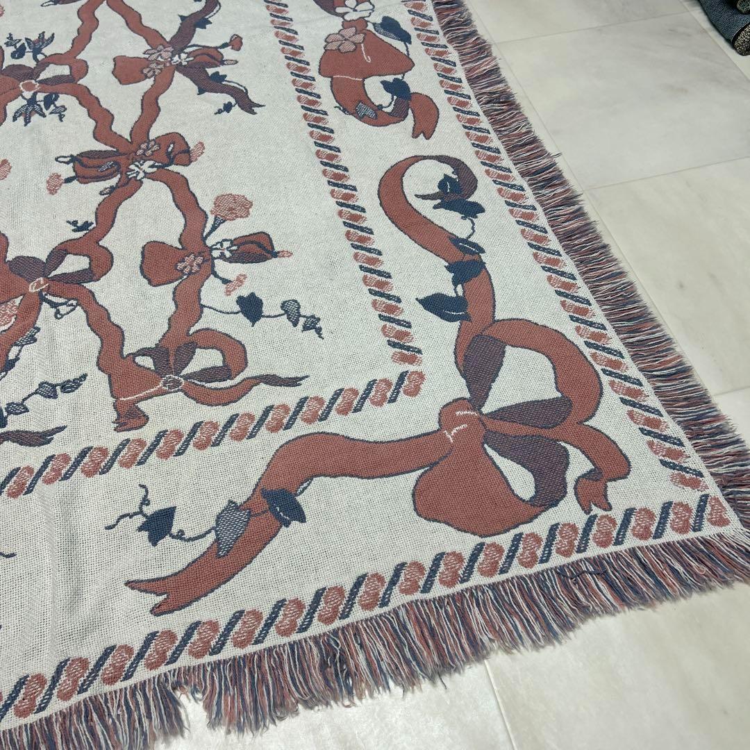 リボン　マルチカバー　ソファーカバー　ヴィンテージラグ　175x124