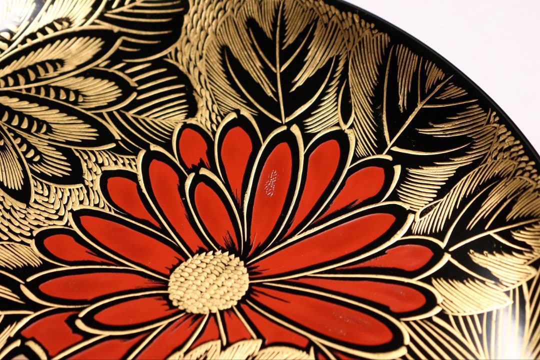 【CM366】輪島塗 塩徳屋漆器店 沈金 菊尽 煮物椀 五客 木製漆器 黒塗