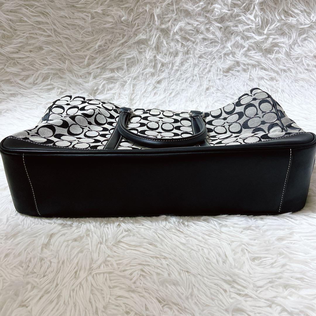 美品⭐️コーチ トートバッグ　シグネチャー　レザー　キャンバス　肩掛け　A4サイズ