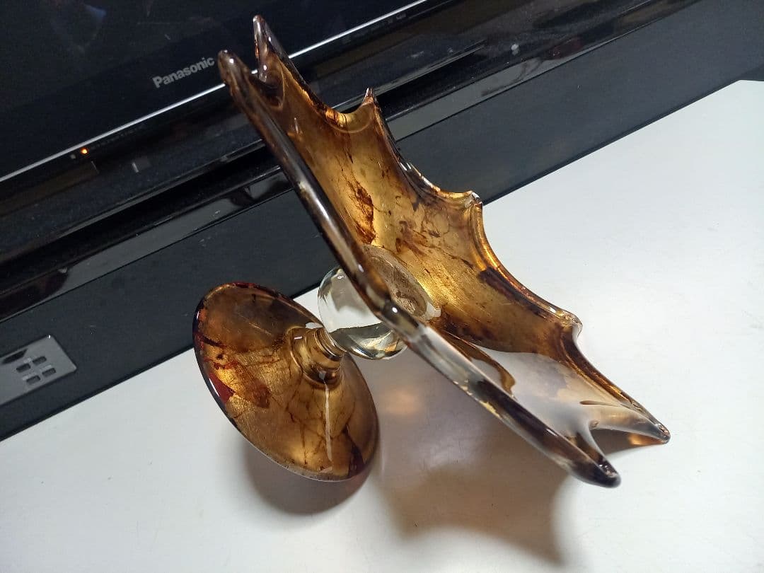 イタリア　ムラーノ　ガラス　水冠　金箔　スタンド　トレー