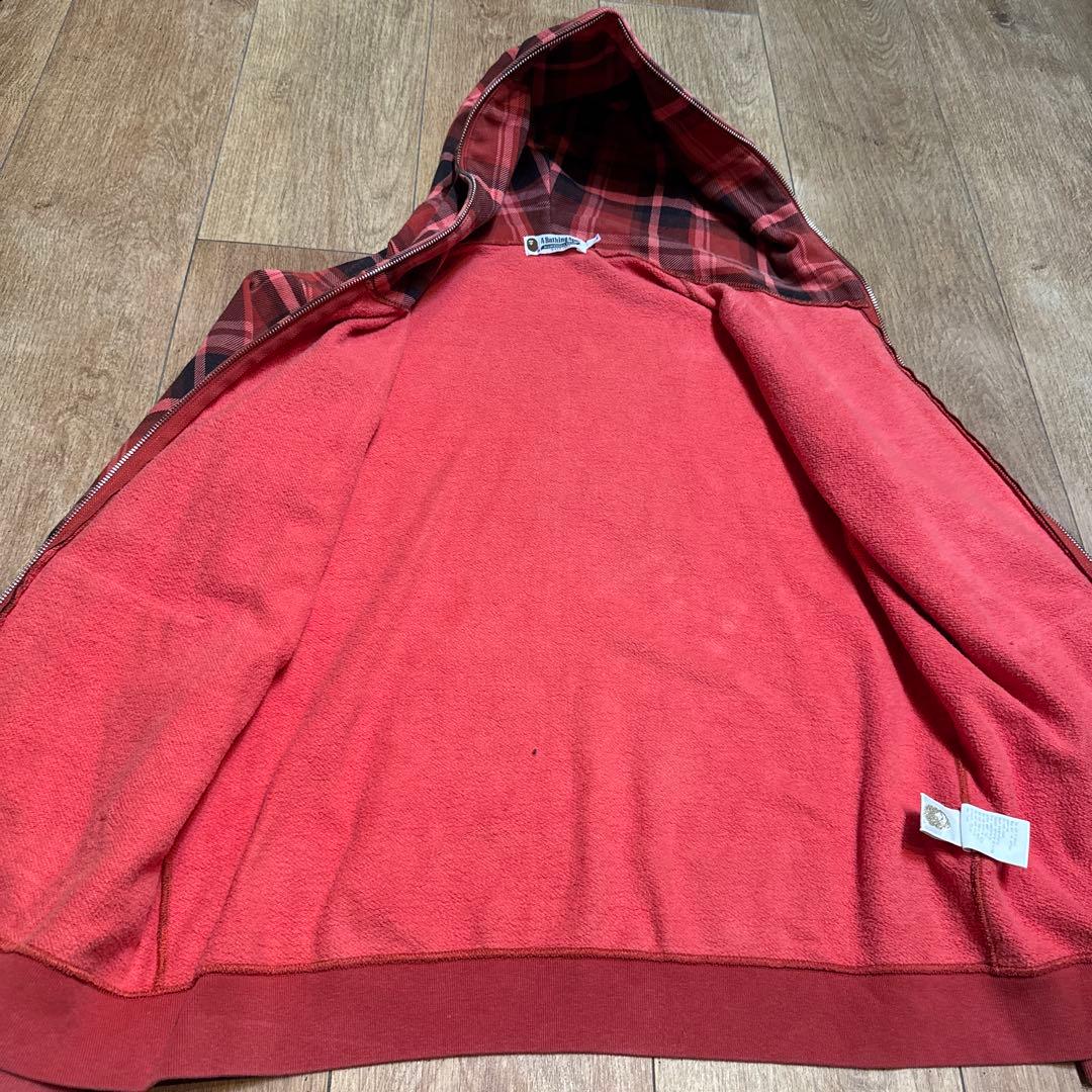 A BATHING APE チェック　ジップパーカー SIZE L