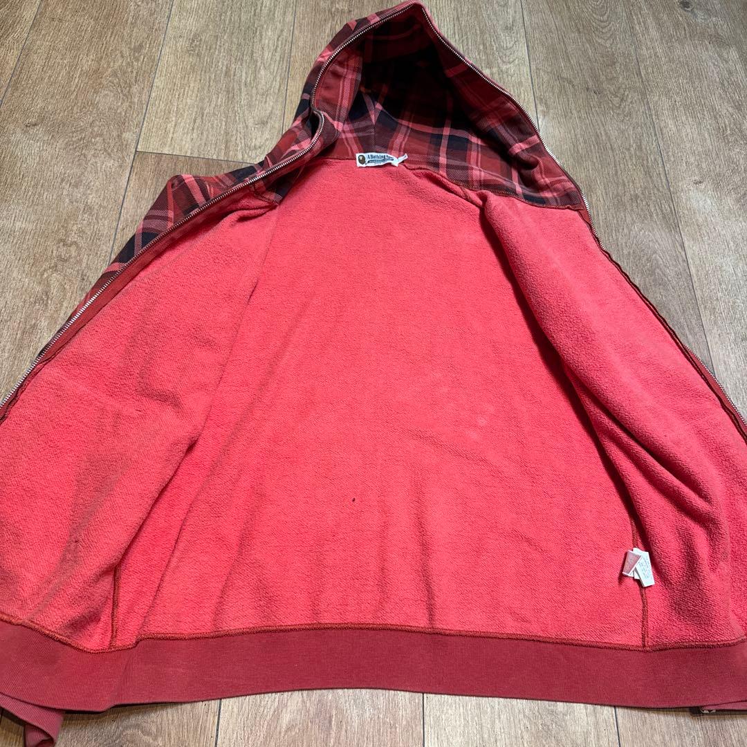 A BATHING APE チェック　ジップパーカー SIZE L