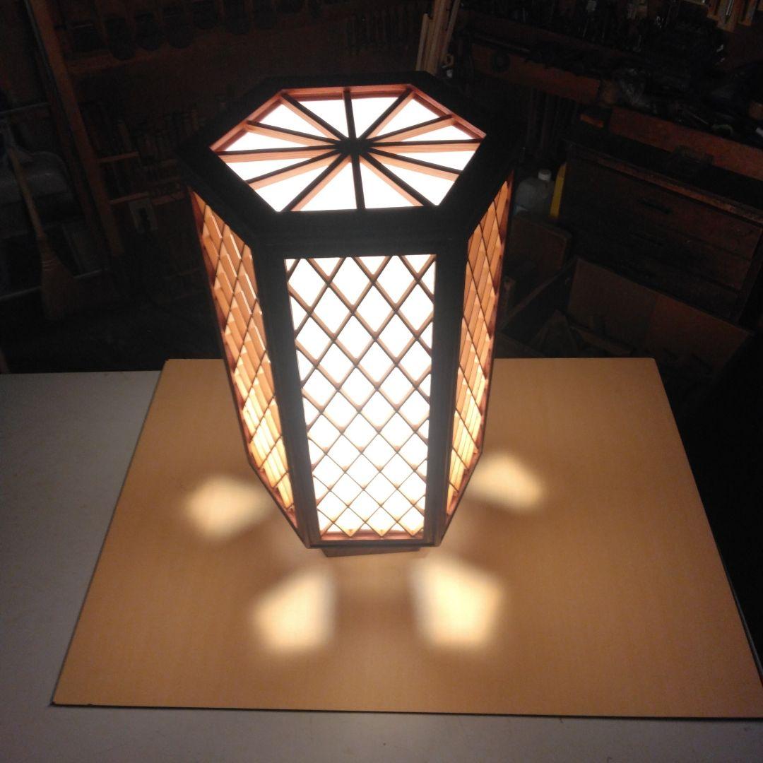 六角形の木製ランプシェード(行灯）手作り