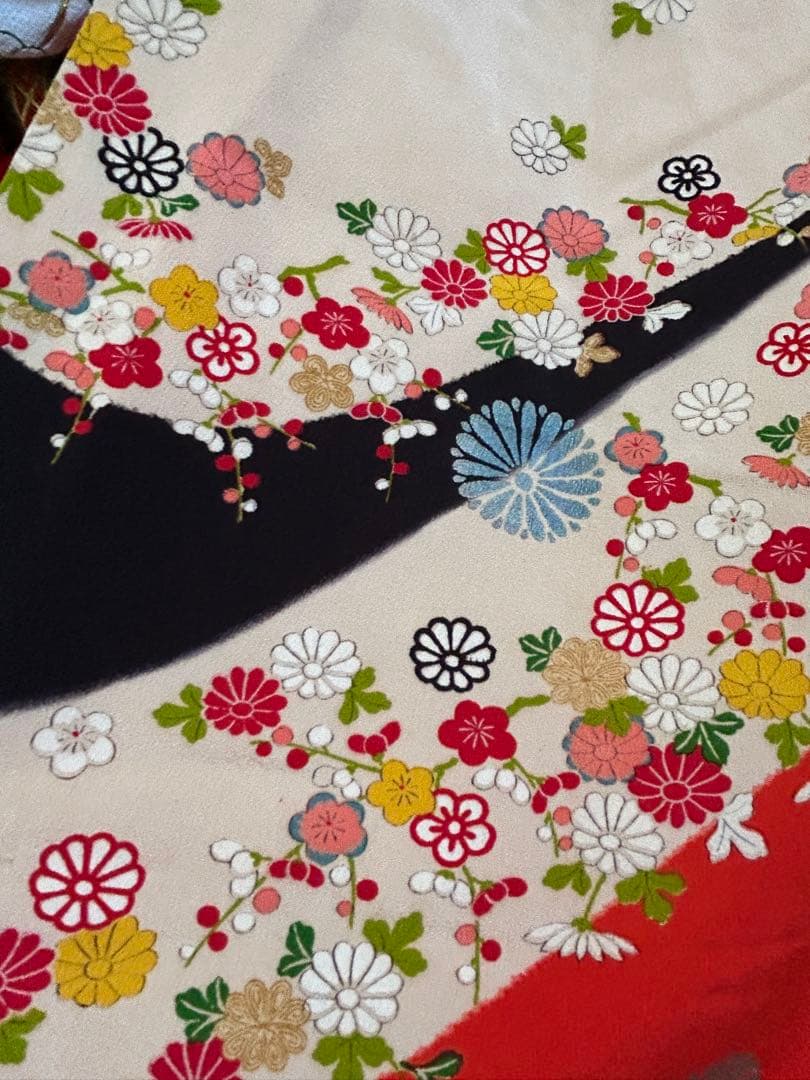 7歳七五三　アンティーク正絹着物、帯揚げ、帯締め　しごき　セット