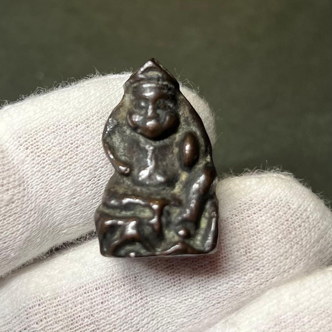 ◎古道具 庵々◎江戸時代 古銅製 恵比寿像 2.8cm 懐中仏◎豆仏 兜仏 仏像