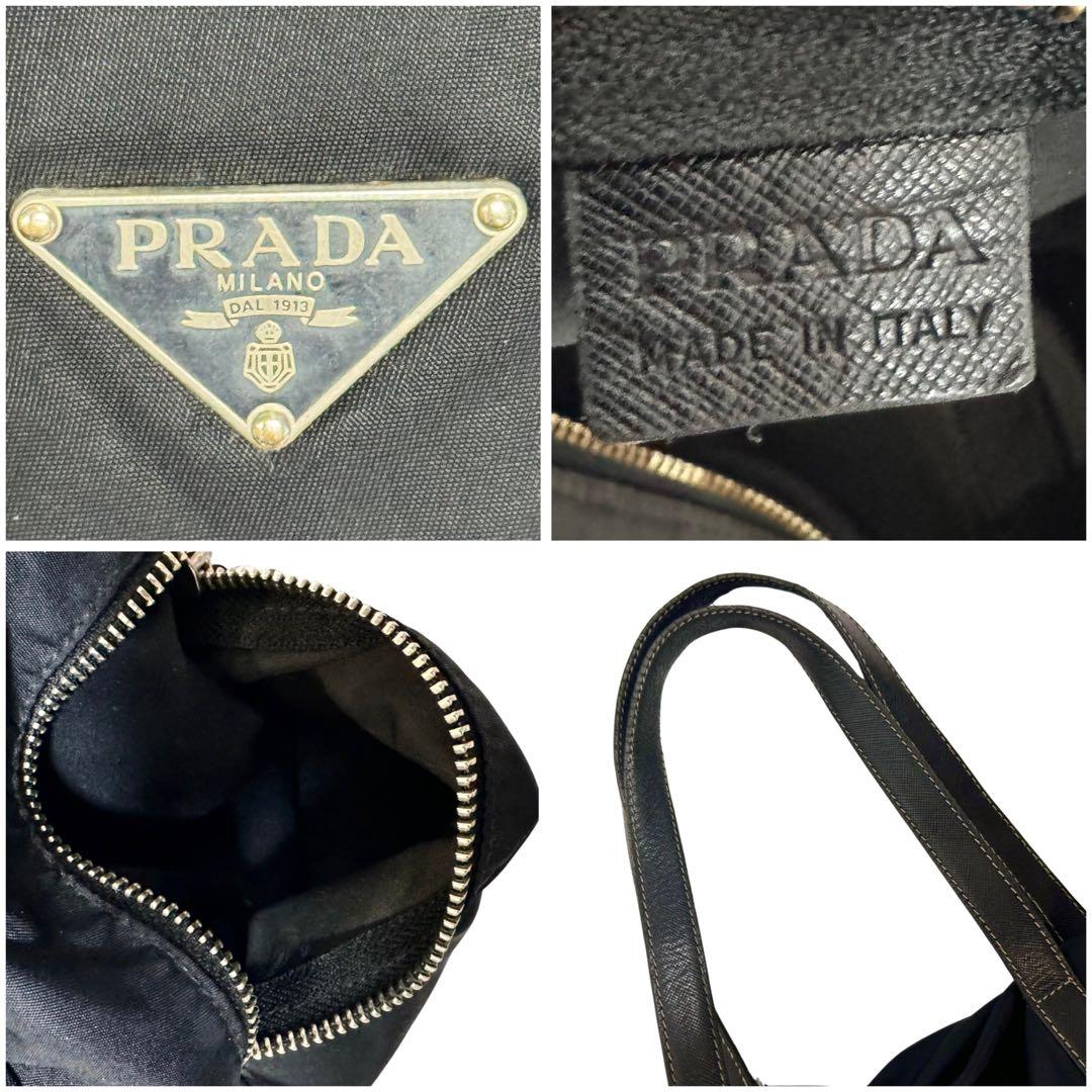 【美品】プラダ PRADA ミニボストンバッグ ナイロン 三角ロゴ 黒 正規品