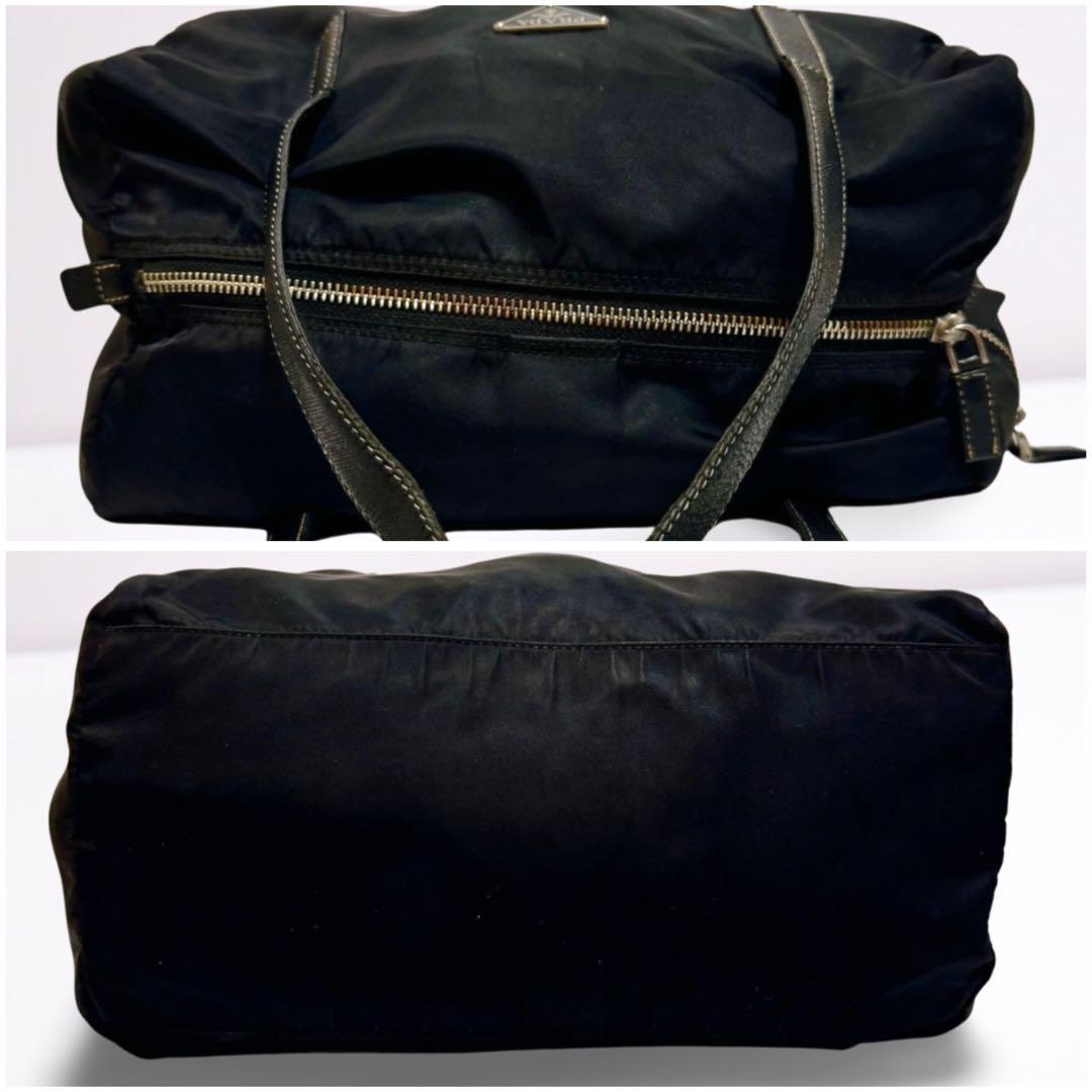 【美品】プラダ PRADA ミニボストンバッグ ナイロン 三角ロゴ 黒 正規品