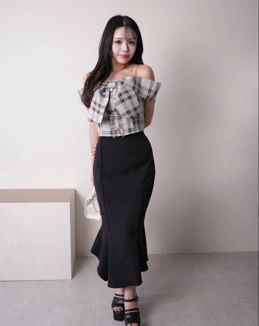 LIP SERVICE ツイードリボンオフショルトップス ミックス2