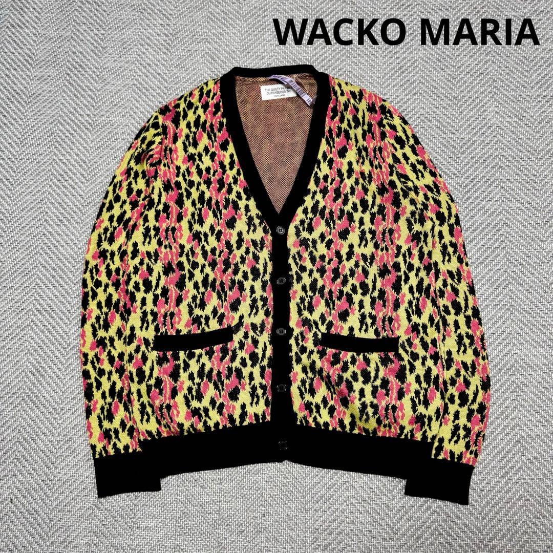 美品 希少 ワコマリア レオパード カーディガン シルク ブラック M