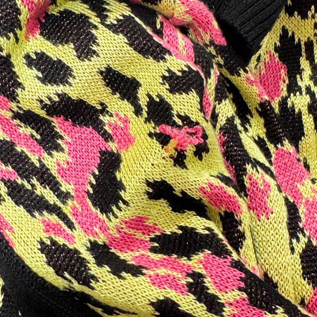 美品 希少 ワコマリア レオパード カーディガン シルク ブラック M