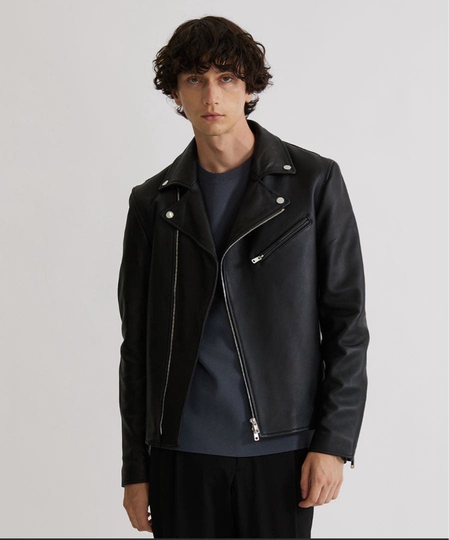 UNITED TOKYO ブラック ラムレザーダブルライダース 4