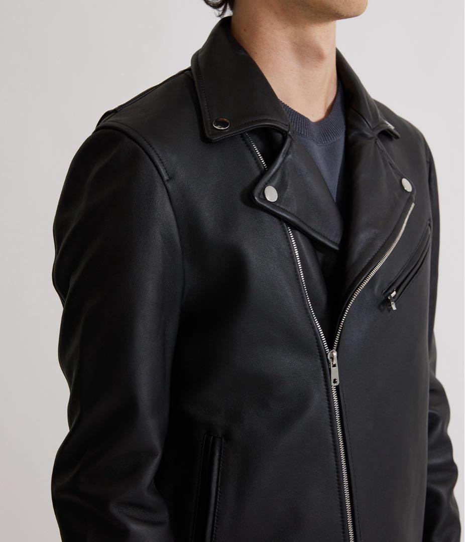 UNITED TOKYO ブラック ラムレザーダブルライダース 4