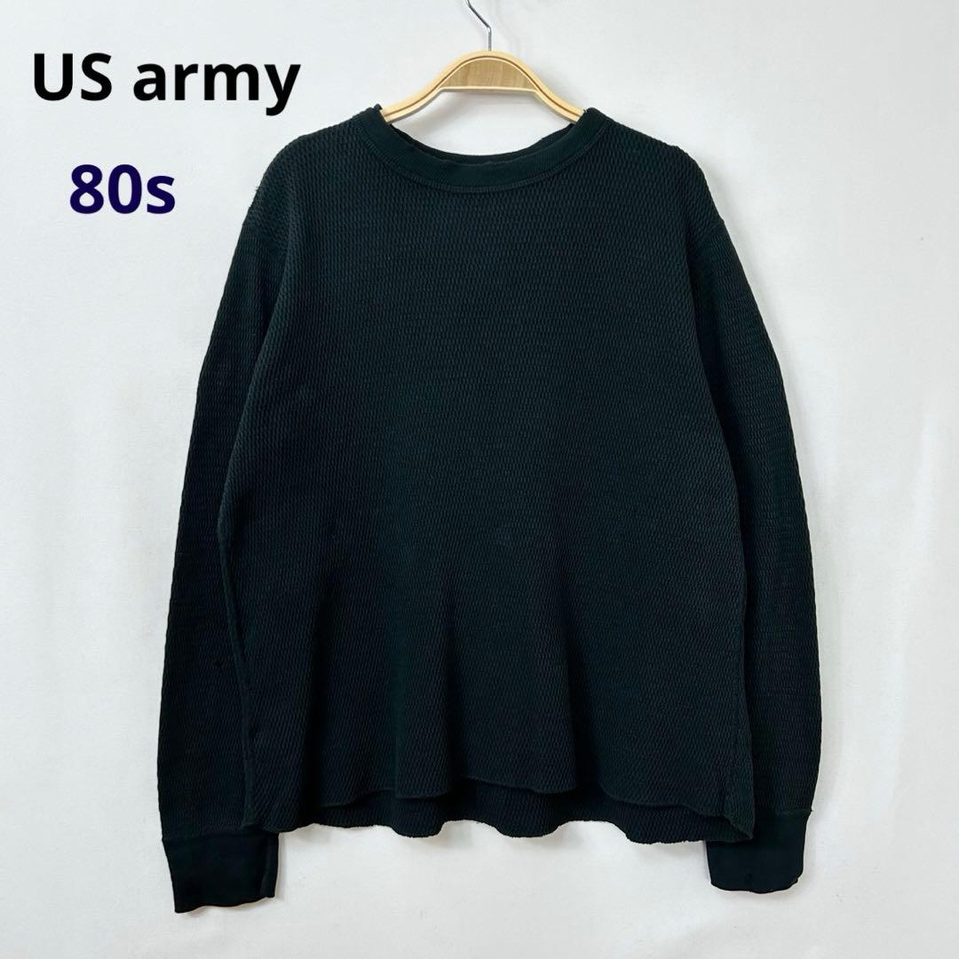 80s 米軍 コットン ブラック サーマル ミリタリー アンダーシャツ S129