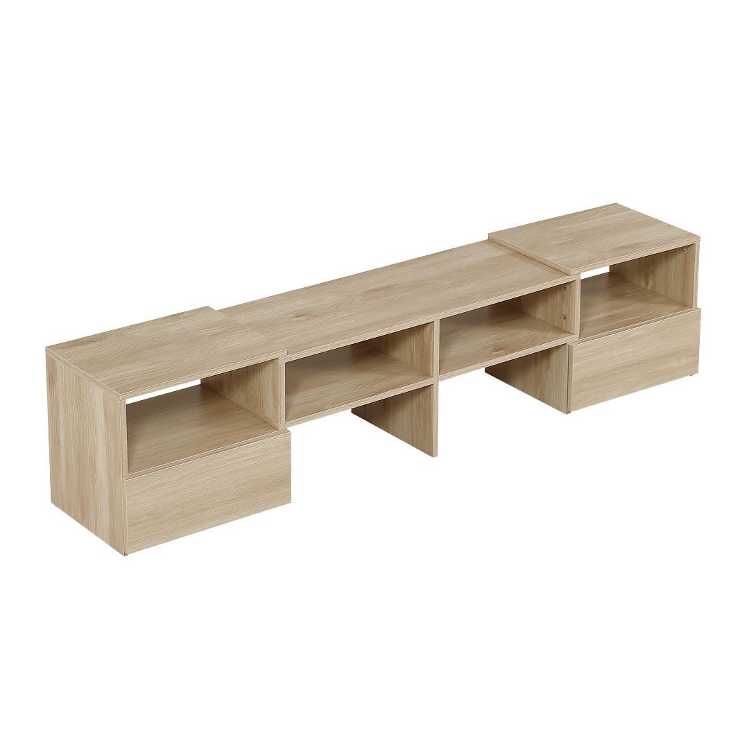 テレビ台　幅は93~172cm伸縮可能　引き出し付き　大容量　NATURAL