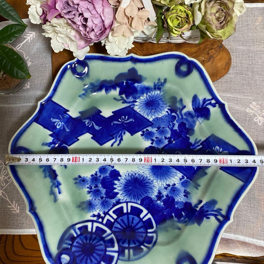 アンティーク　六角　飾皿　大皿プレート　レトロ　骨董品