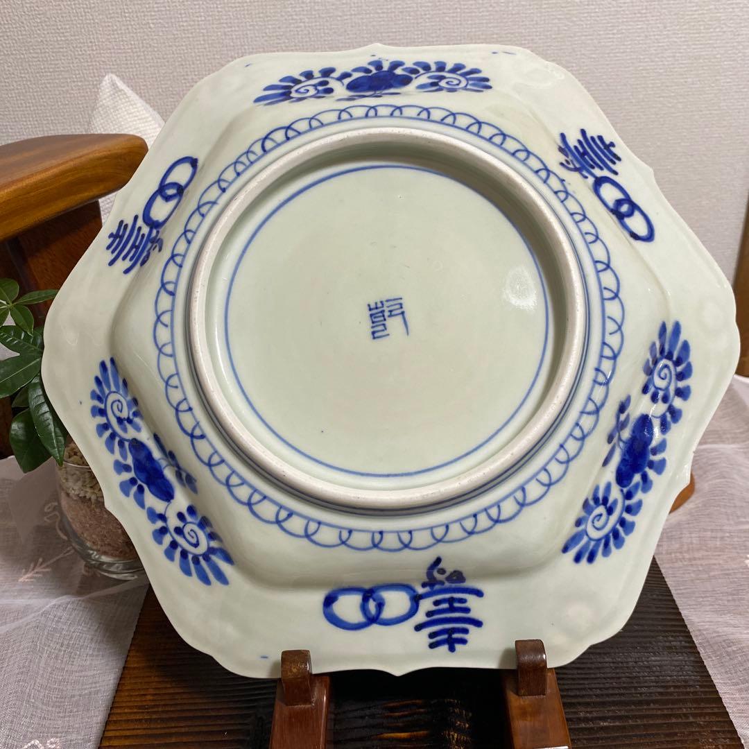 アンティーク　六角　飾皿　大皿プレート　レトロ　骨董品