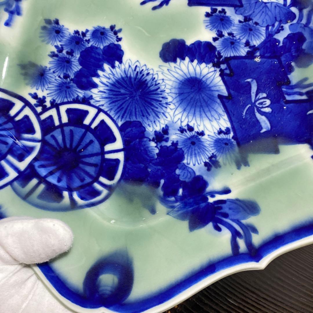 アンティーク　六角　飾皿　大皿プレート　レトロ　骨董品