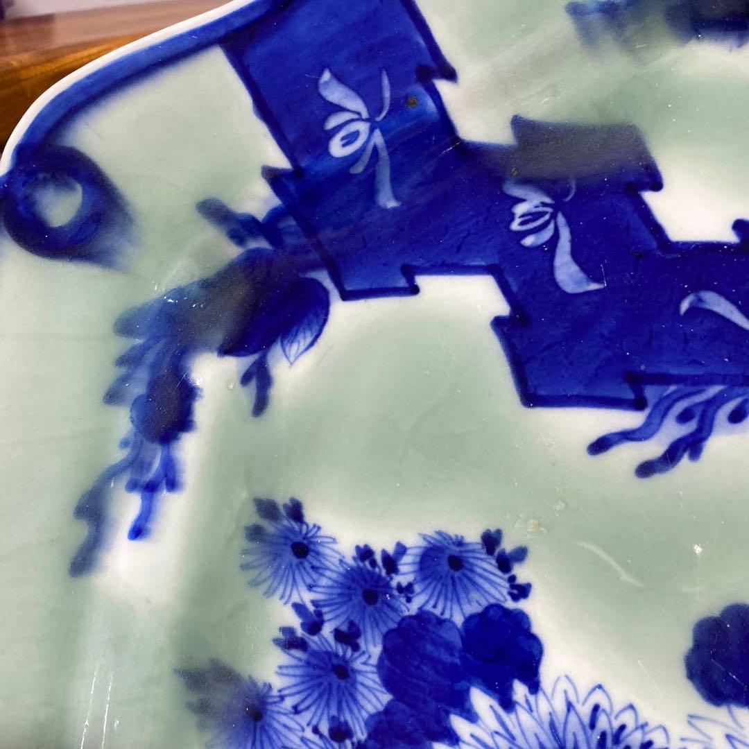 アンティーク　六角　飾皿　大皿プレート　レトロ　骨董品