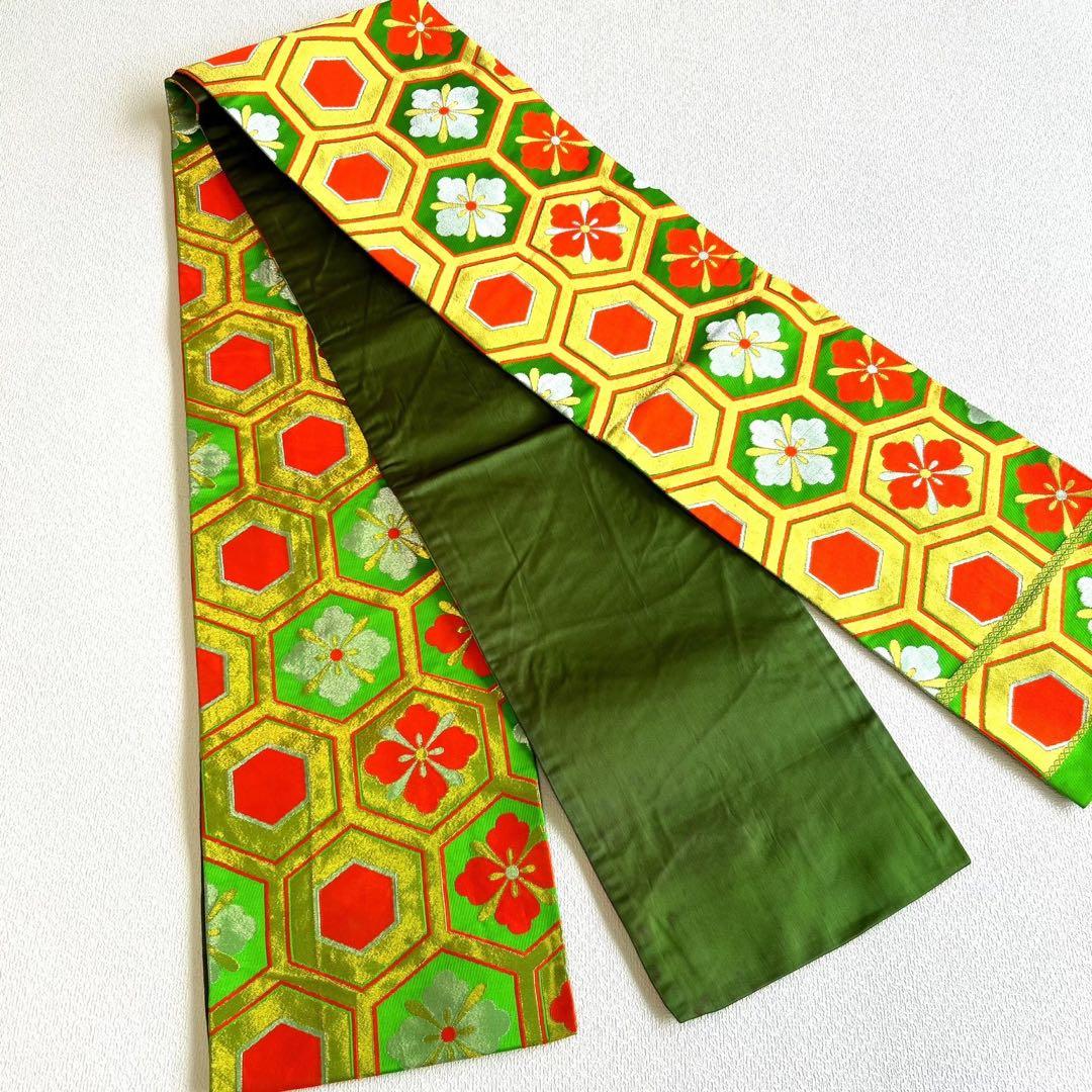 セット七五三7歳女の子長着＆簡単半衿＆袋帯＆草履＆バッグ＆小物オレンジ地蝶ちりめ