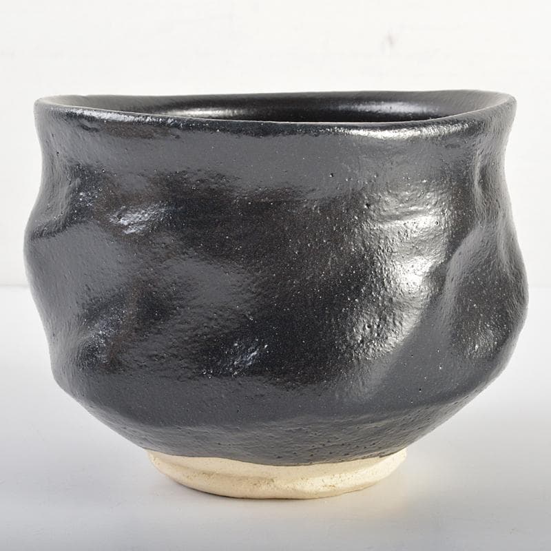 加藤唐九郎（一無斎）作　黒茶碗　銘「黎明」　仕覆付　共布　極め箱　D　R6974