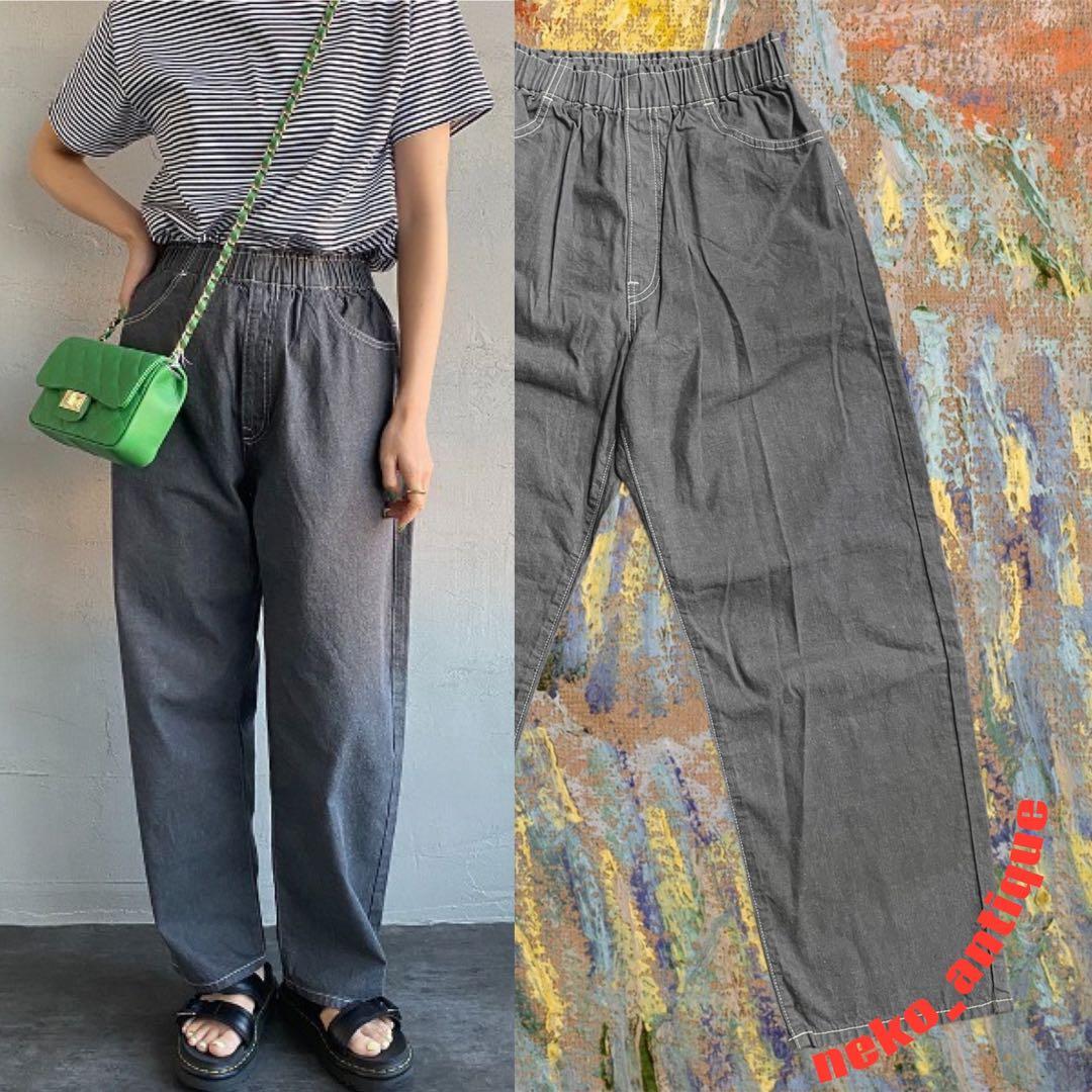 新品タグ付き 日本製 DANTON ダントン カラーデニム イージーパンツグレー