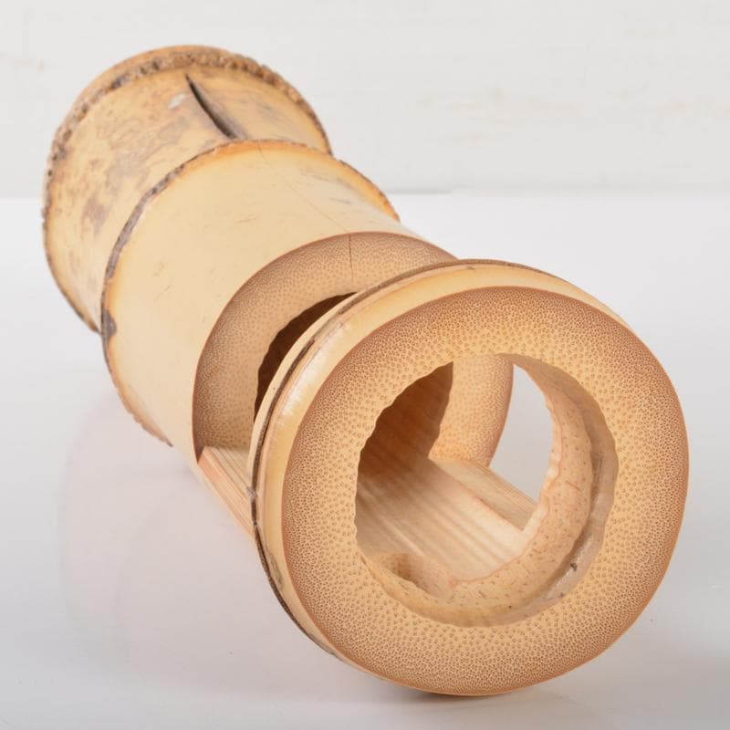 Caz　一重切花入　銘「千代乃友」　紫野　細合喝堂書付　共箱　V　5806