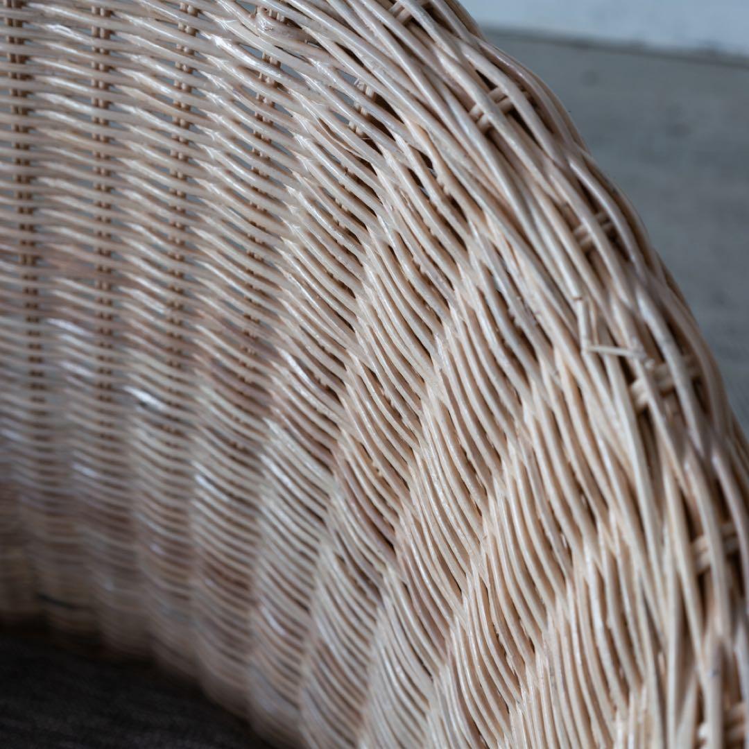 ラタン フロアチェア　座椅子 グレーのクッション付き