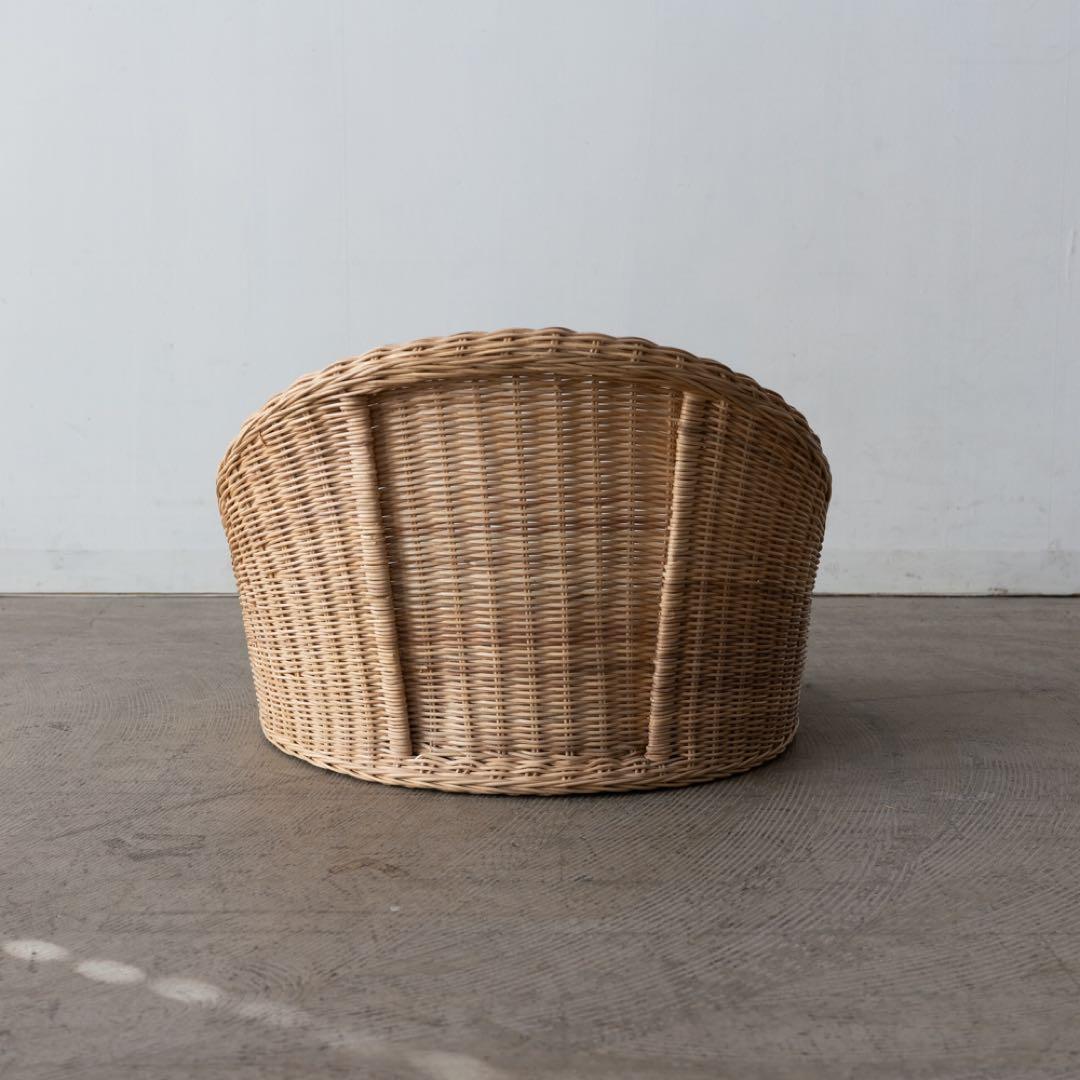 ラタン フロアチェア　座椅子 グレーのクッション付き