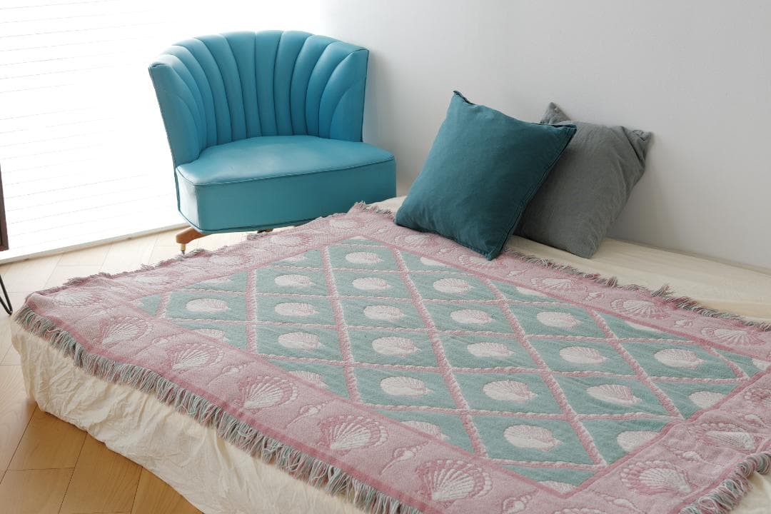 80s Shell Rug USA　ビンテージ　ラグ　絨毯ブランケット