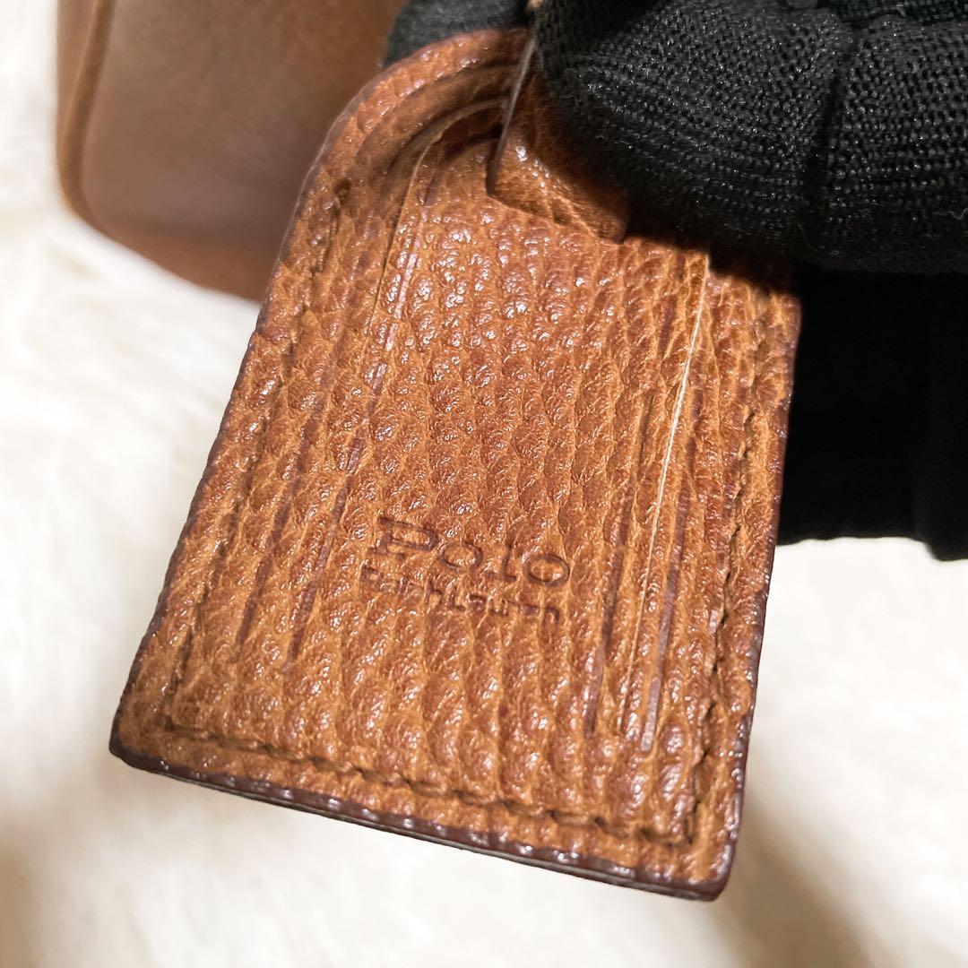 RALPH LAUREN ラルフローレン ボストンバッグ ブラウン シボ革