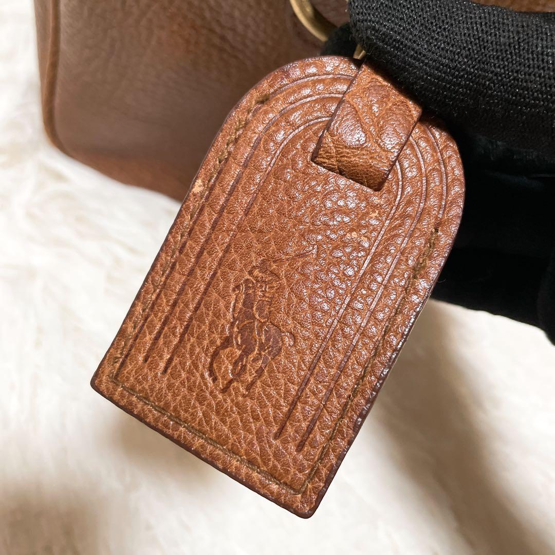 RALPH LAUREN ラルフローレン ボストンバッグ ブラウン シボ革