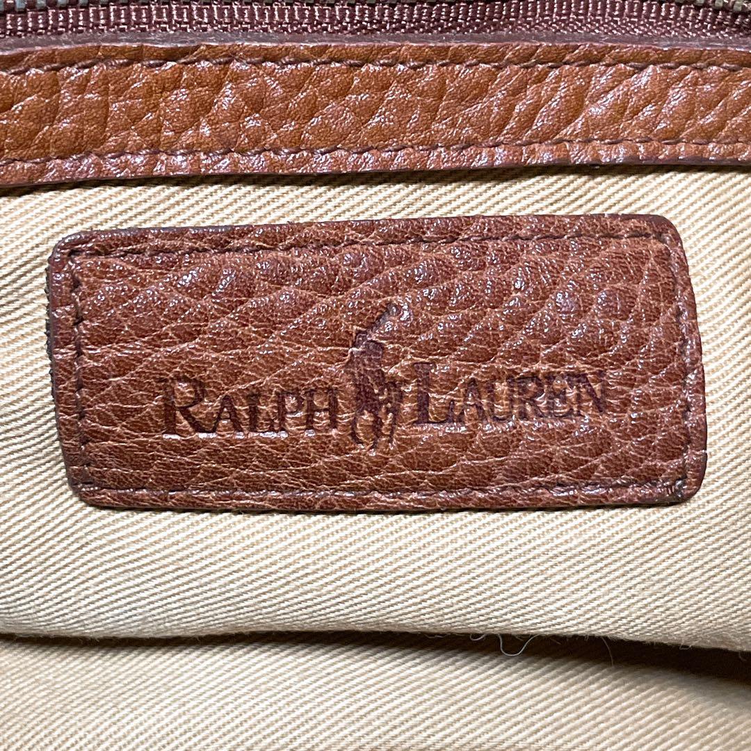 RALPH LAUREN ラルフローレン ボストンバッグ ブラウン シボ革